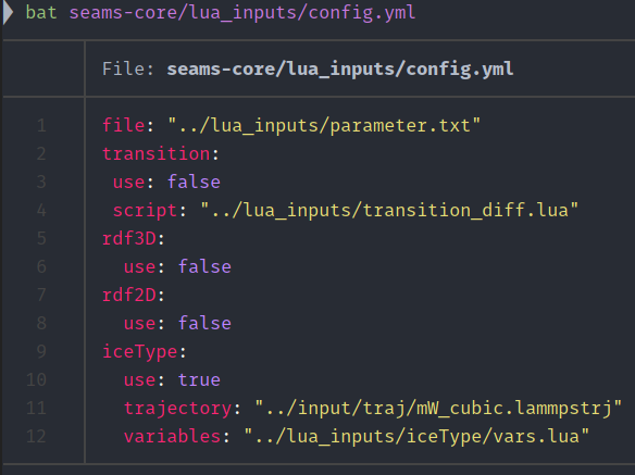 YAML options for a run